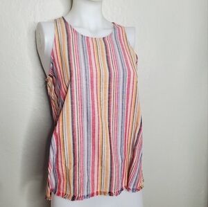 Anthropologie Orange Agave Stella Multicolor Striped Tank Top XS